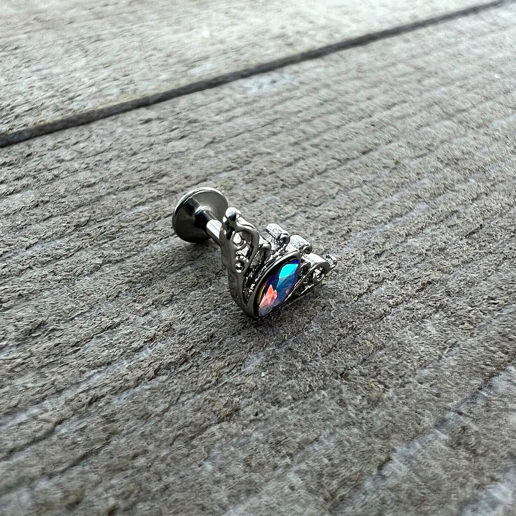 BodyCandy 16G 1/4 Aurora Gem Deco Waves Labret — alternative angle