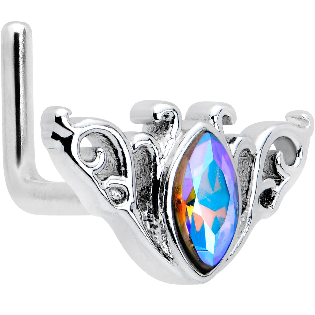 BodyCandy 20G 7mm Aurora Gem Deco Waves L Shape Nose Ring — main product shot
