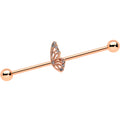 BodyCandy 14G Clear Gem Rose Gold Tone Texture Wing Industrial Barbell 38mm — main product shot