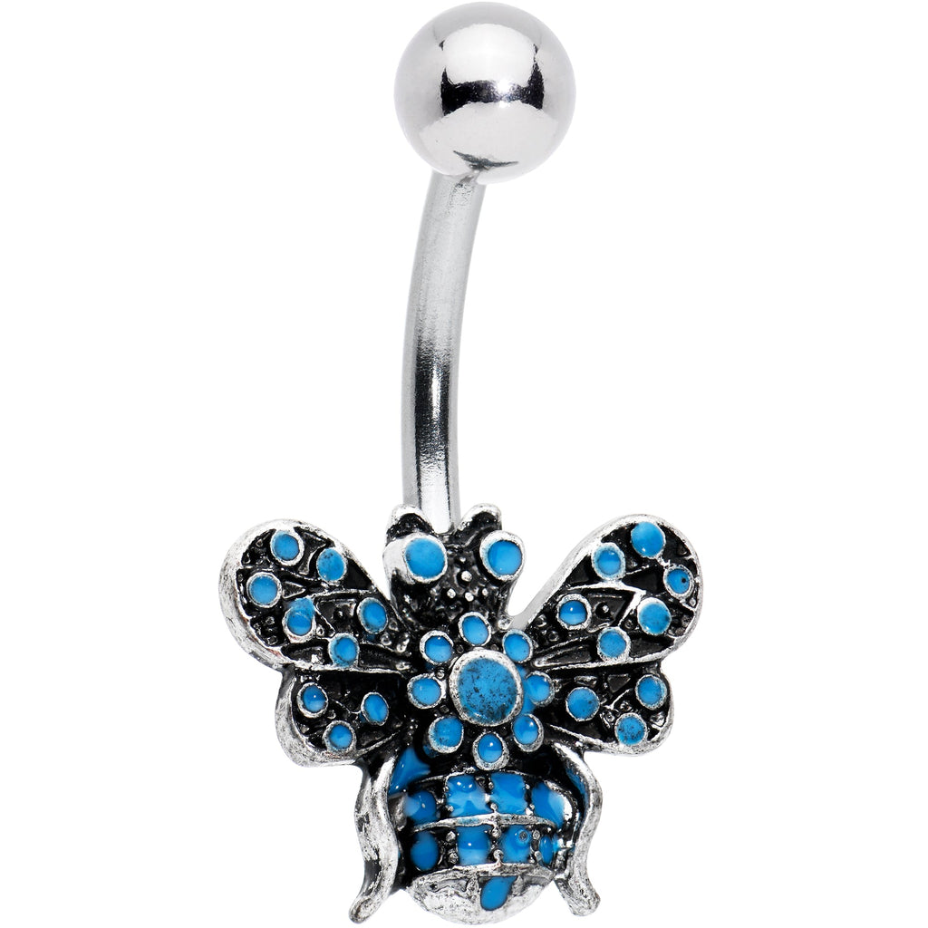 BodyCandy Textured Blue Baroque Butterfly Belly Ring — main product shot