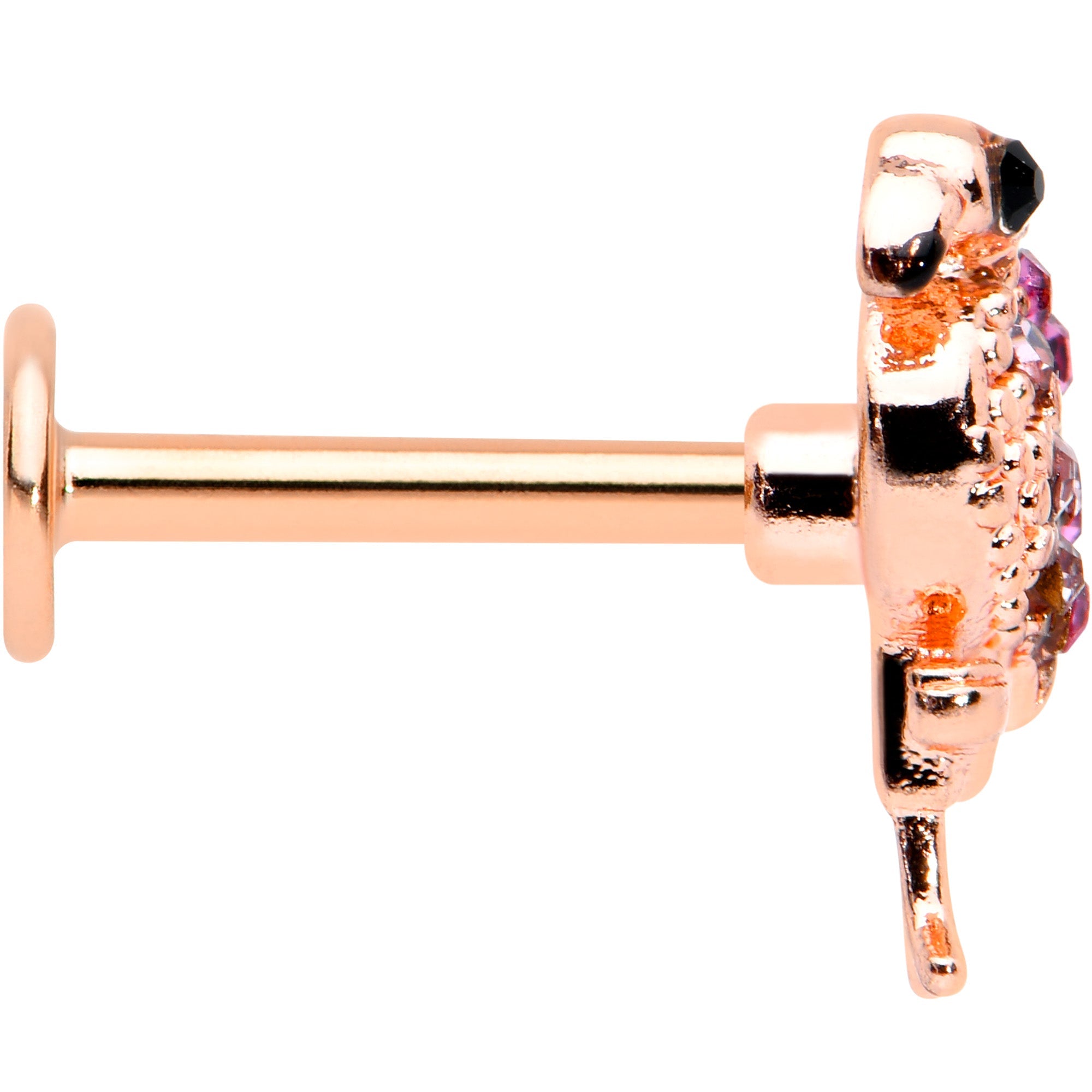 BodyCandy 16G 5/16 Pink Gem Rose Gold Tone Fashion Flamingo Labret Tragus — lifestyle context