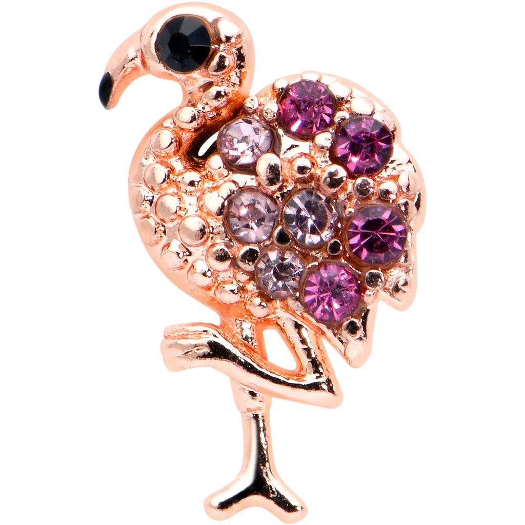 BodyCandy 20G 7mm Pink Gem Rosy Fashion Flamingo L Shape Nose Ring — detail close-up