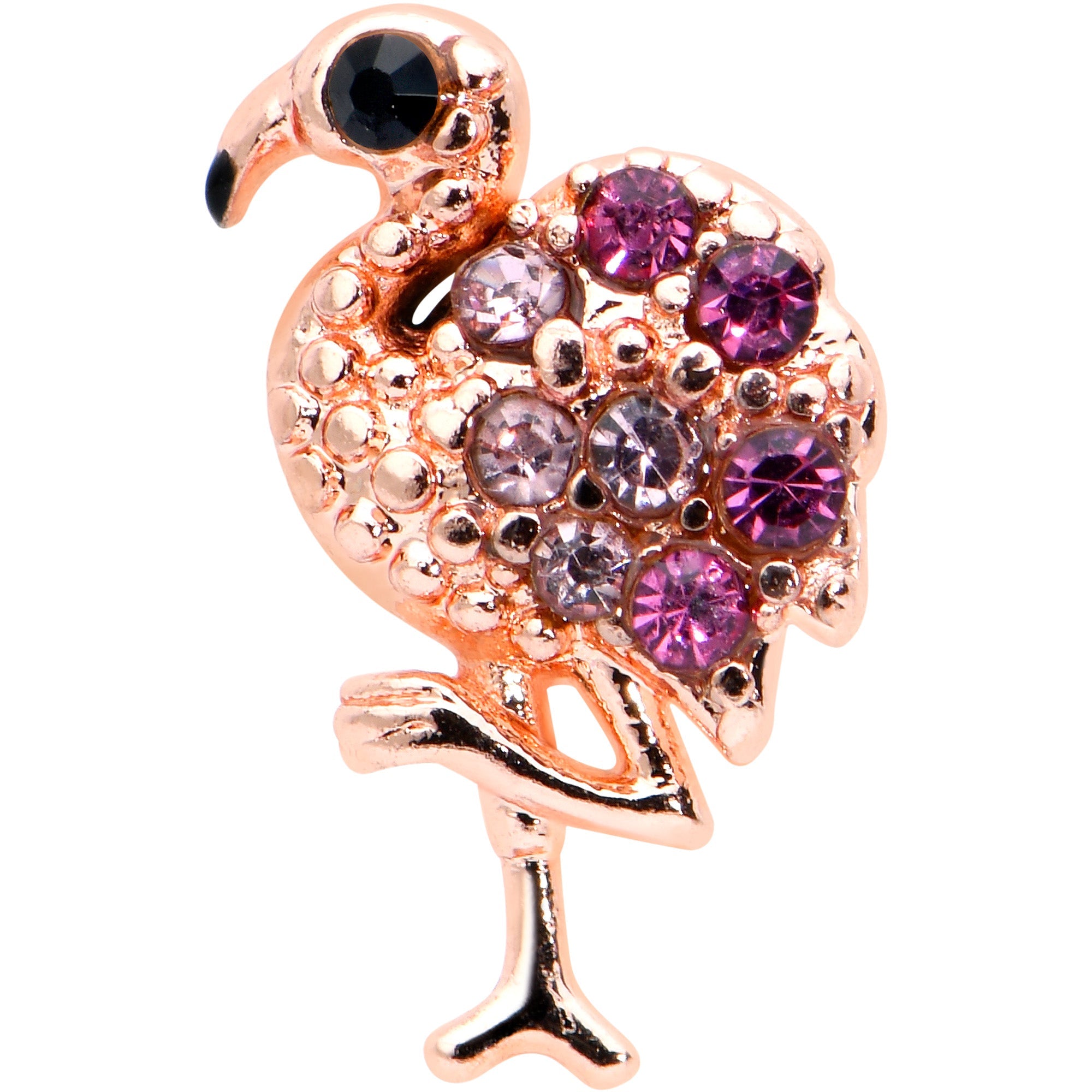 BodyCandy 20G 7mm Pink Gem Rosy Fashion Flamingo L Shape Nose Ring — detail close-up