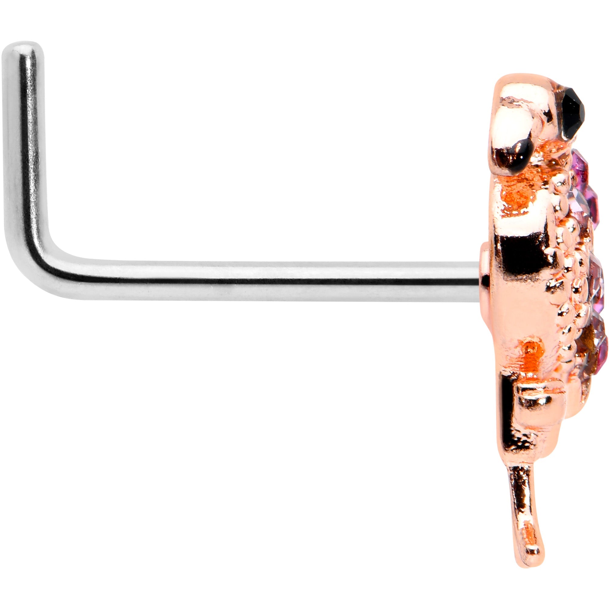 BodyCandy 20G 7mm Pink Gem Rosy Fashion Flamingo L Shape Nose Ring — lifestyle context