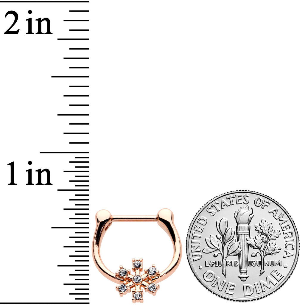 BodyCandy 16G 5/16 Clear Gem Rose Gold Tone Geo Snowflake Cartilage Clicker — lifestyle context
