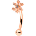 BodyCandy 16G 5/16 Clear Gem Rose Gold Tone Snowflake Curved Eyebrow Ring — main product shot