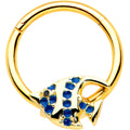 BodyCandy 16G 3/8 Blue Gem Gold Tone Adorable Angelfish Hinged Segment Ring — main product shot