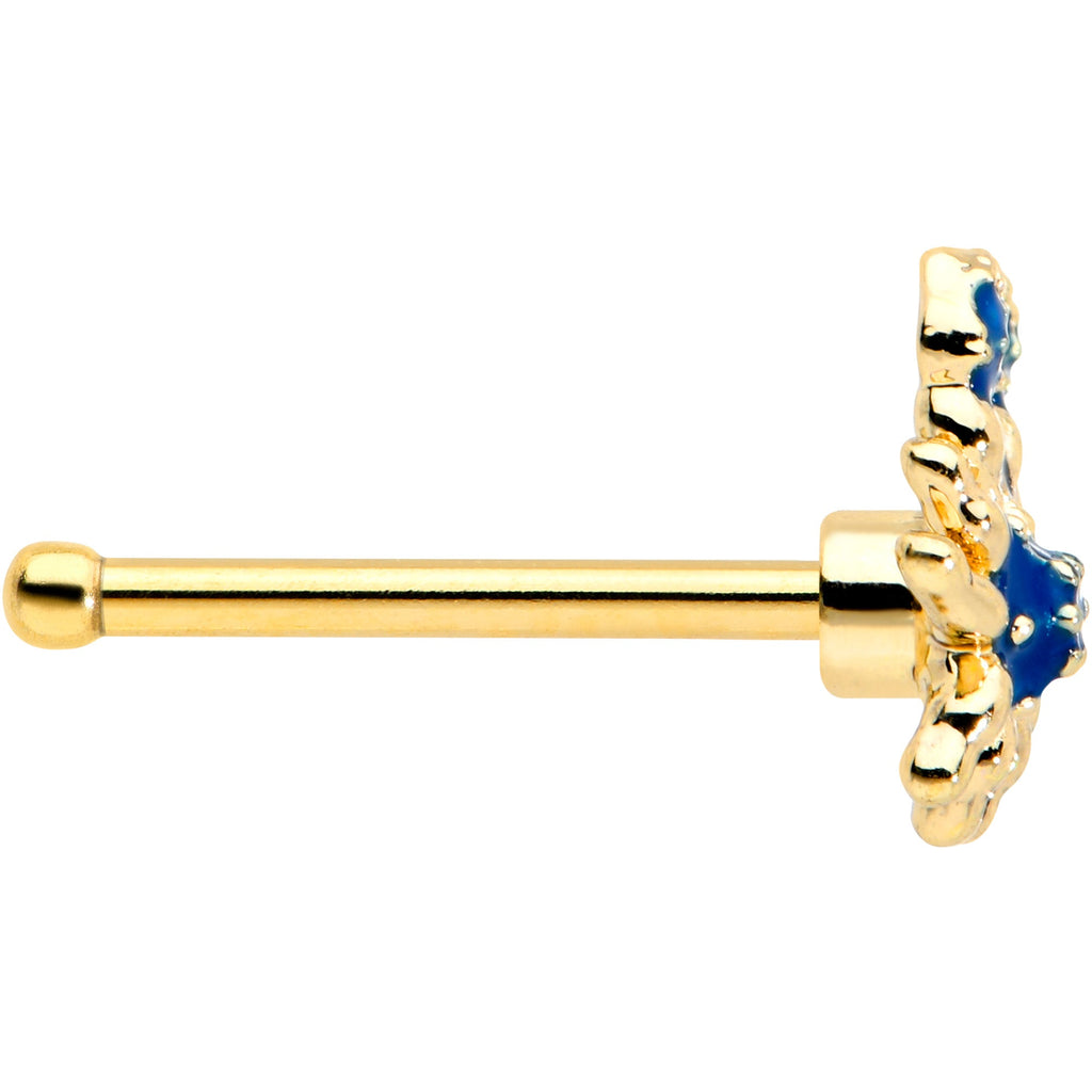 BodyCandy 20G 1/4 Black Gem Gold Tone Blue Crab Nautical Nose Bone — lifestyle context
