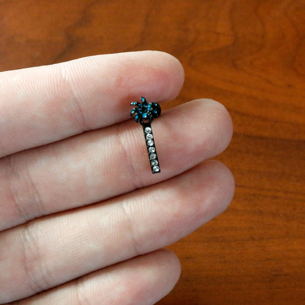 BodyCandy 16G 1/4 Clear Gem Black Night Palm Tree Dangle Cartilage Earring — alternative angle