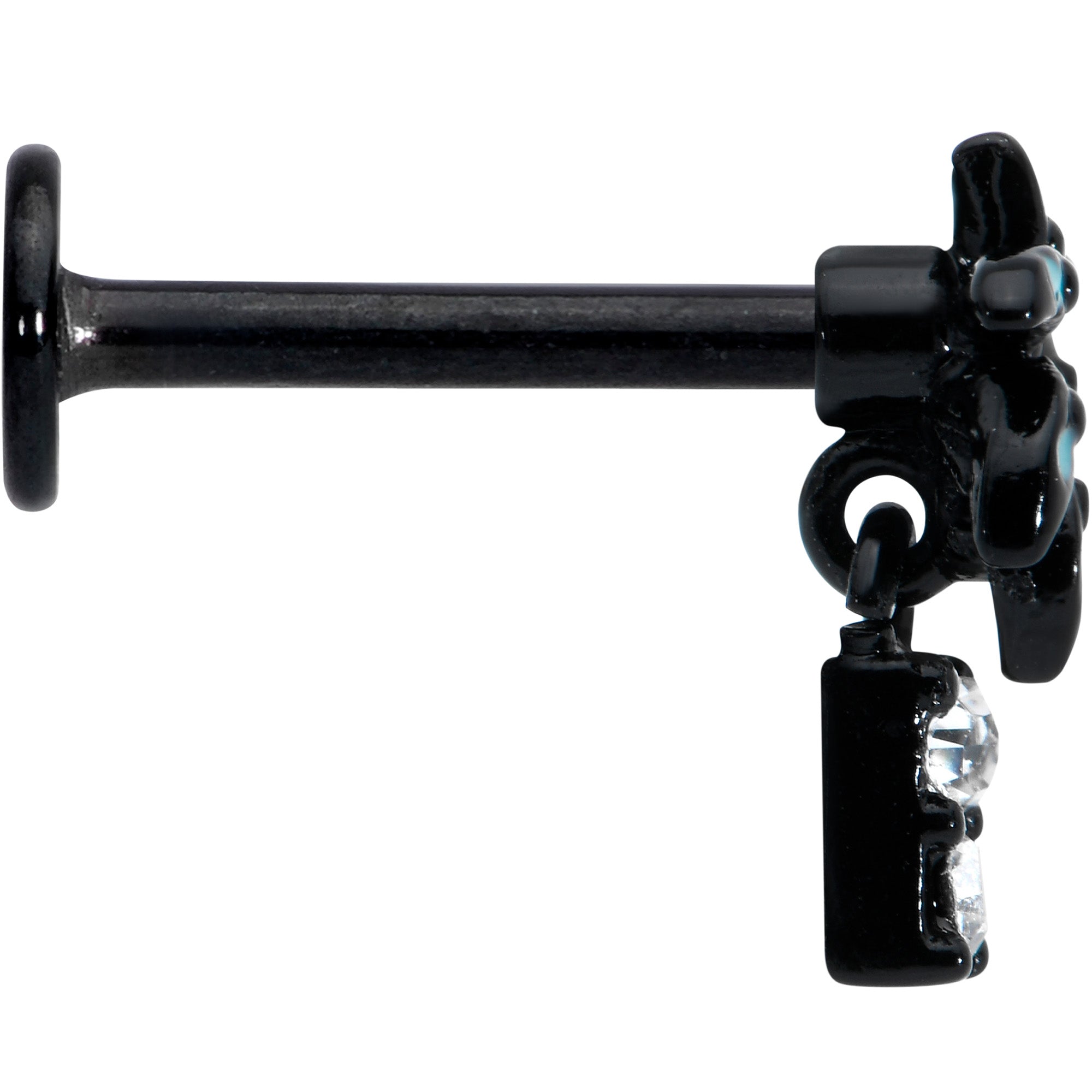 BodyCandy 16G 5/16 Clear Gem Black Night Palm Tree Dangle Labret Tragus — lifestyle context