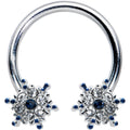 BodyCandy 16G 3/8 Blue Gem Festive Snowflake Horseshoe Circular Barbell — main product shot