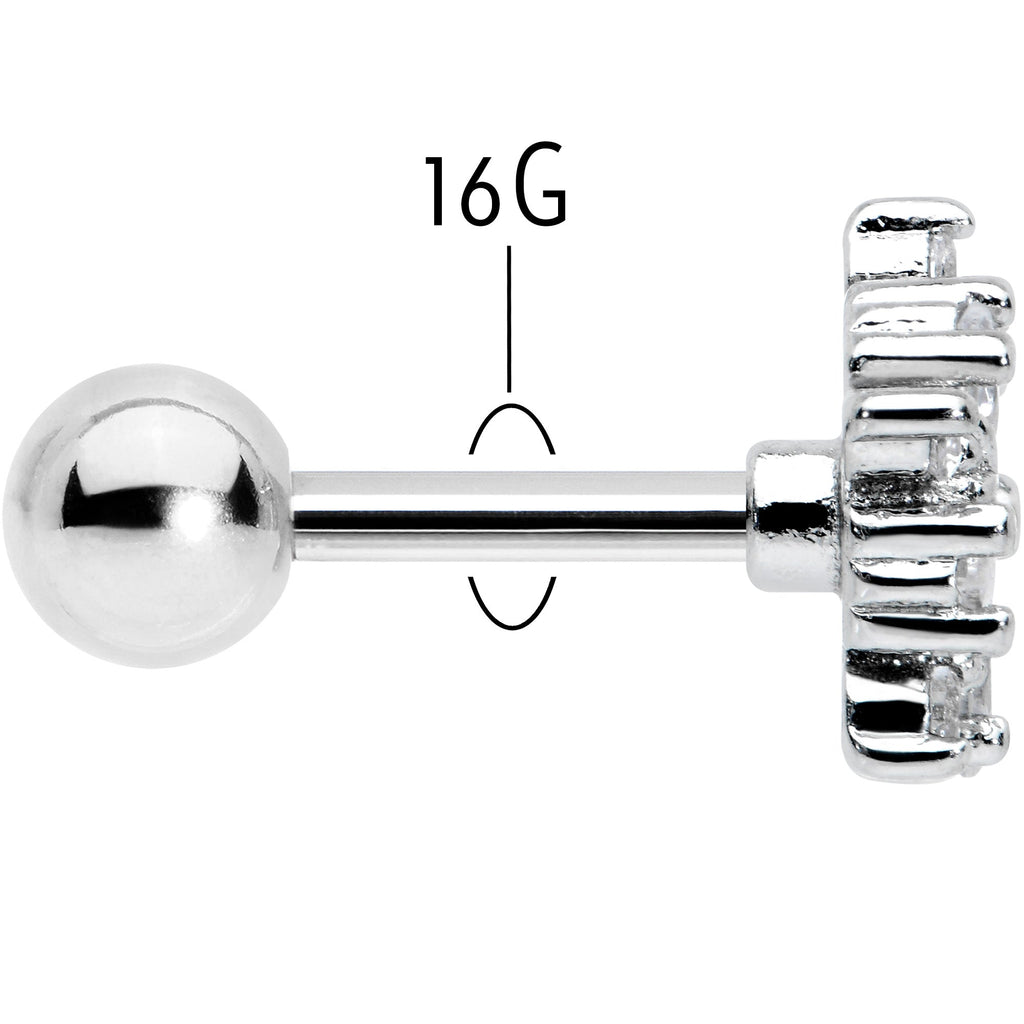 BodyCandy 16G 1/4 Clear CZ Gem Floral Burst Cartilage Tragus Earring — back view