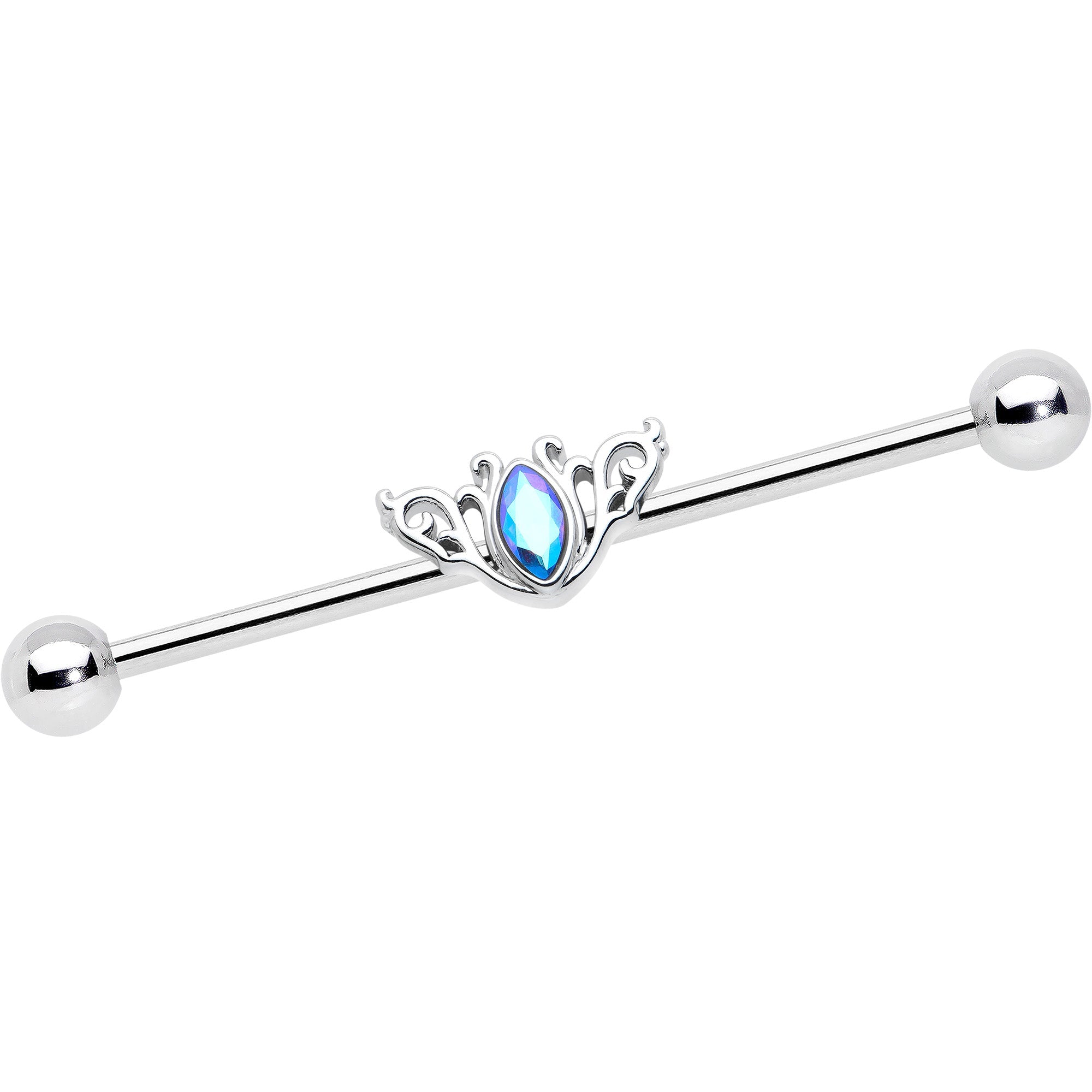 BodyCandy 14G Aurora Gem Art Deco Style Waves Industrial Barbell 38mm — main product shot
