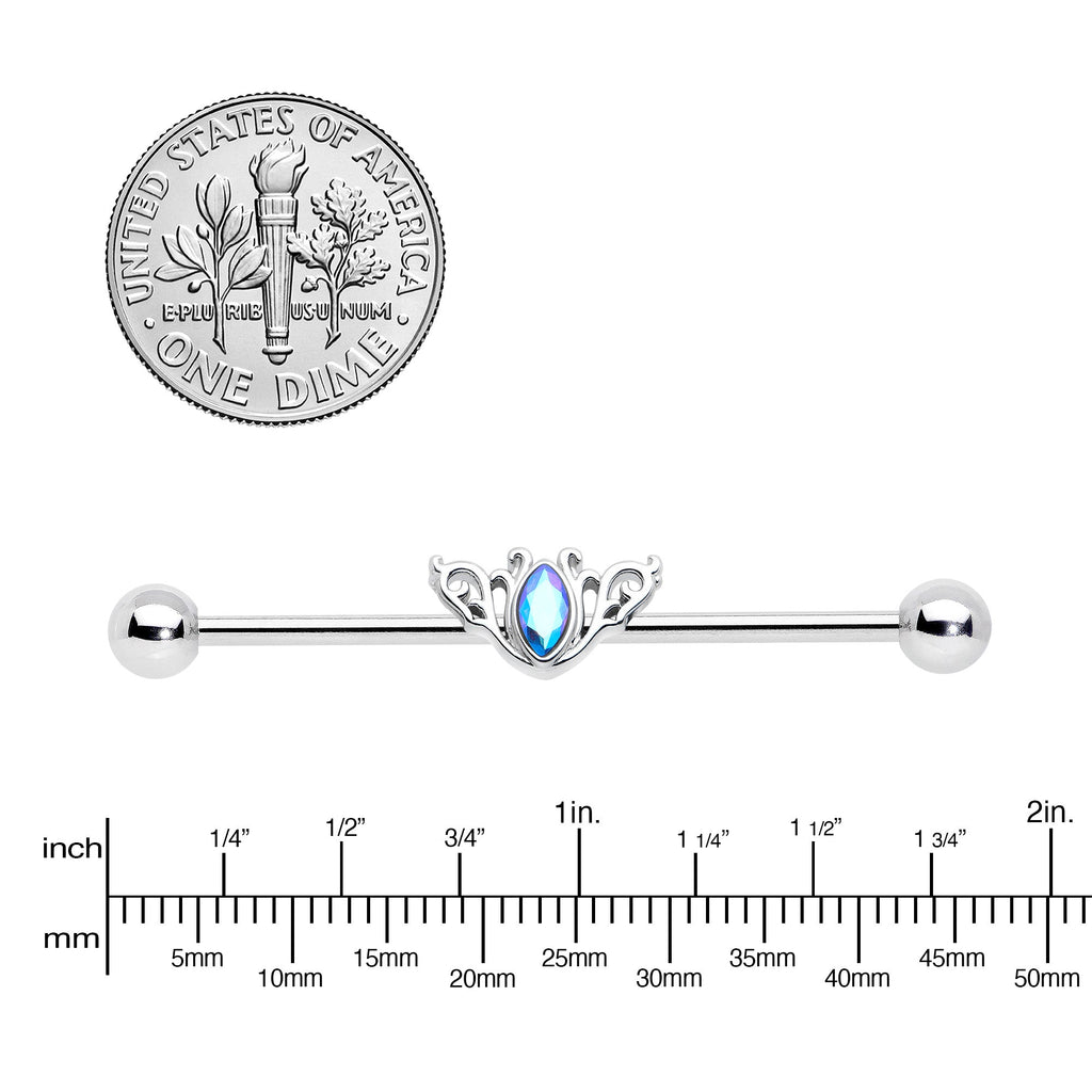 BodyCandy 14G Aurora Gem Art Deco Style Waves Industrial Barbell 38mm — lifestyle context
