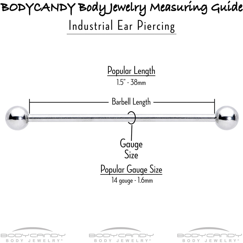 BodyCandy 14G Aurora Gem Art Deco Style Waves Industrial Barbell 38mm — size reference