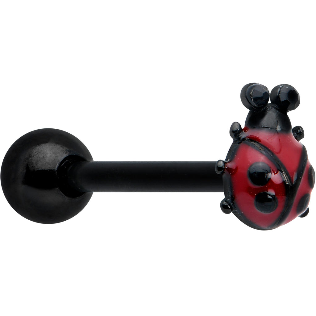 BodyCandy Black Classic Ladybug Top End Barbell Tongue Ring — main product shot