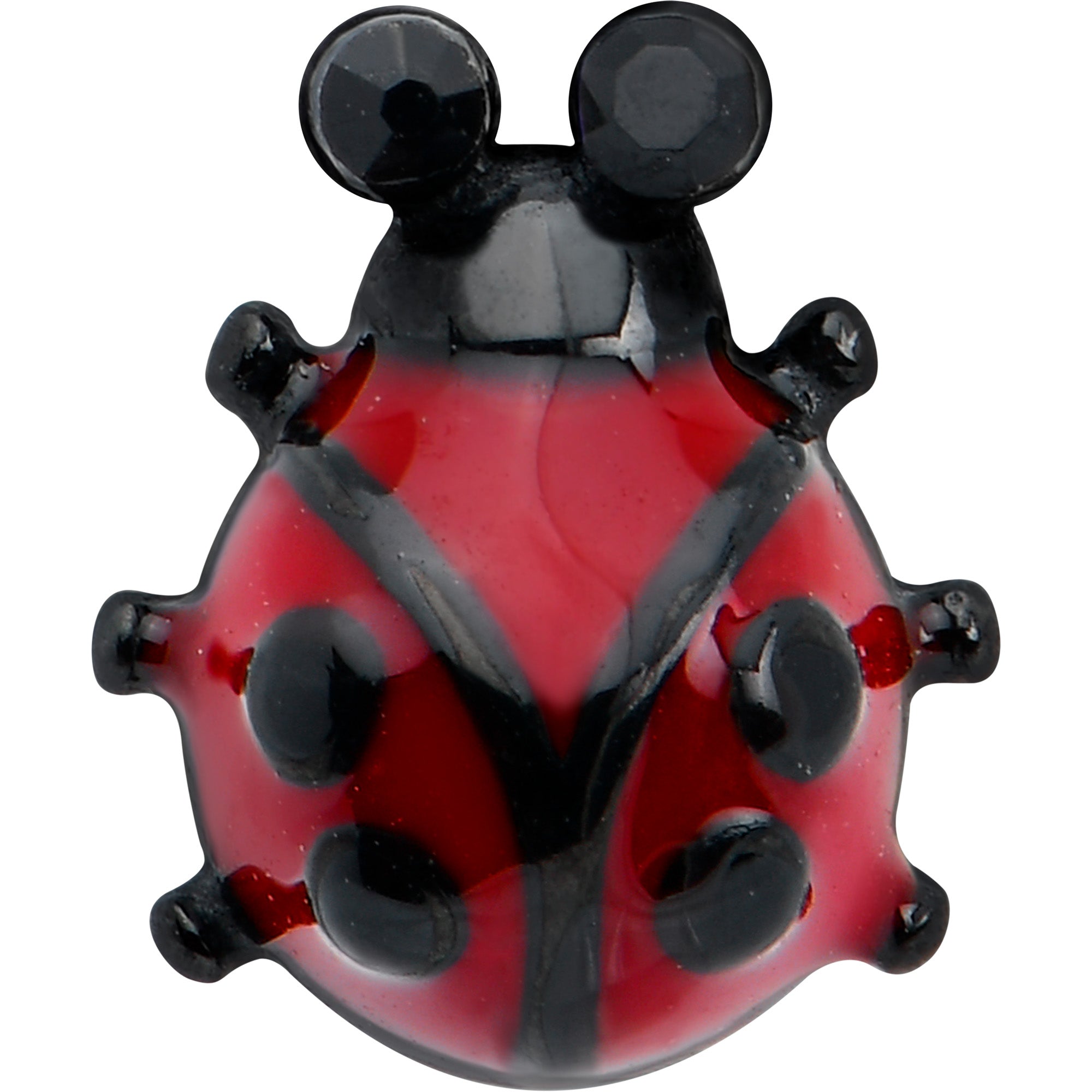 BodyCandy Black Classic Ladybug Top End Barbell Tongue Ring — detail close-up