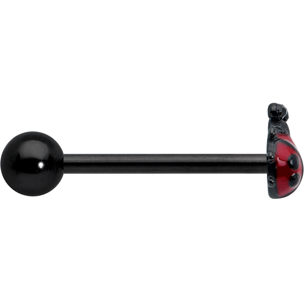 BodyCandy Black Classic Ladybug Top End Barbell Tongue Ring — lifestyle context