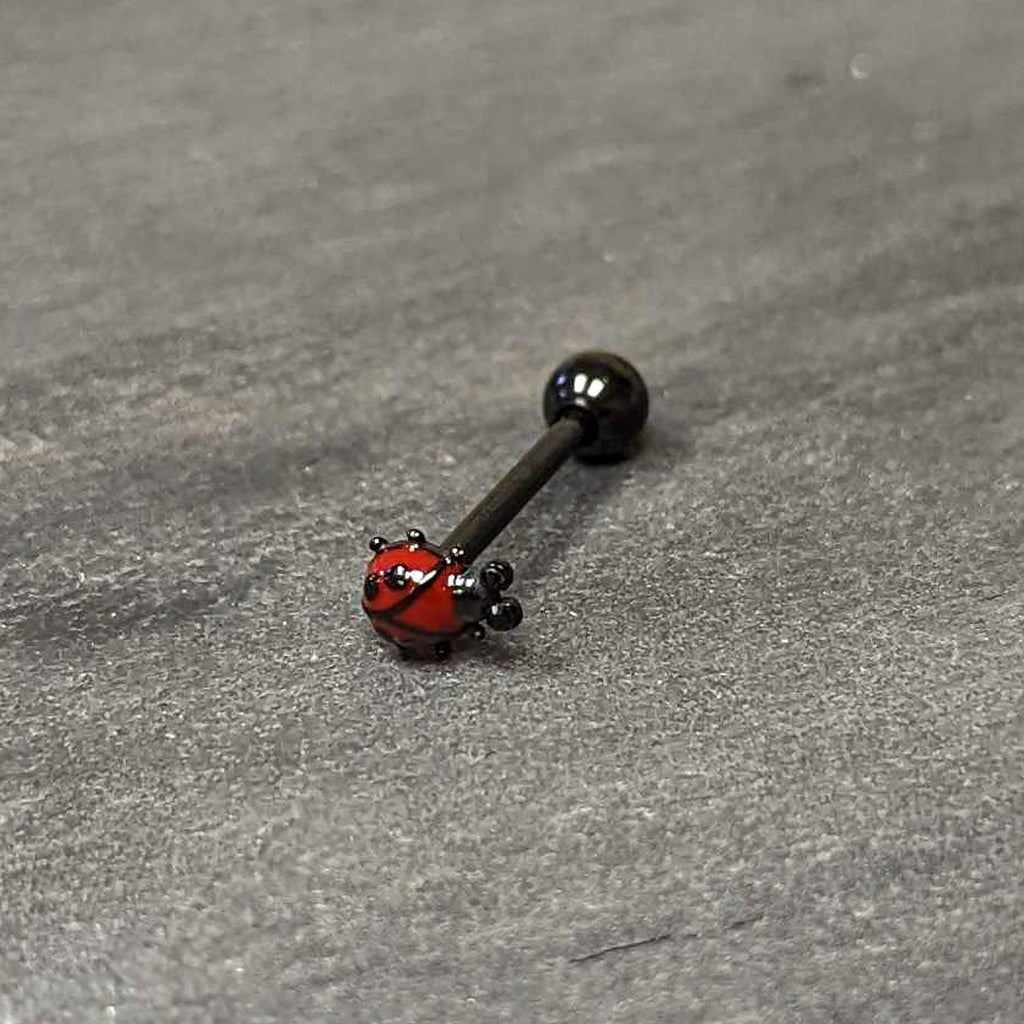 BodyCandy Black Classic Ladybug Top End Barbell Tongue Ring — alternative angle