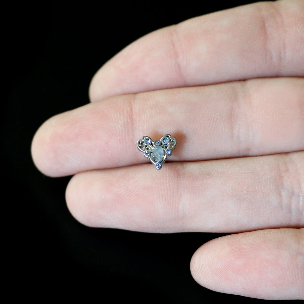 BodyCandy Blue Gem Twining Heart Mystic Orb Barbell Tongue Ring — size reference