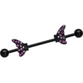 BodyCandy 14G Pink Gem Black Moveable Wing Butterfly Industrial Barbell 38mm — main product shot