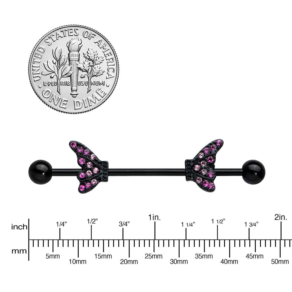 BodyCandy 14G Pink Gem Black Moveable Wing Butterfly Industrial Barbell 38mm — lifestyle context