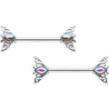 BodyCandy 14G 9/16 Aurora Gem Deco Waves Barbell Nipple Ring Set — main product shot