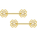 BodyCandy 14G 5/8 Clear Gem Gold Tone Texture Cross Barbell Nipple Ring Set — main product shot