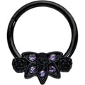 BodyCandy 16G 3/8 Purple Gem Black Skull Blossom Hinged Segment Ring — main product shot