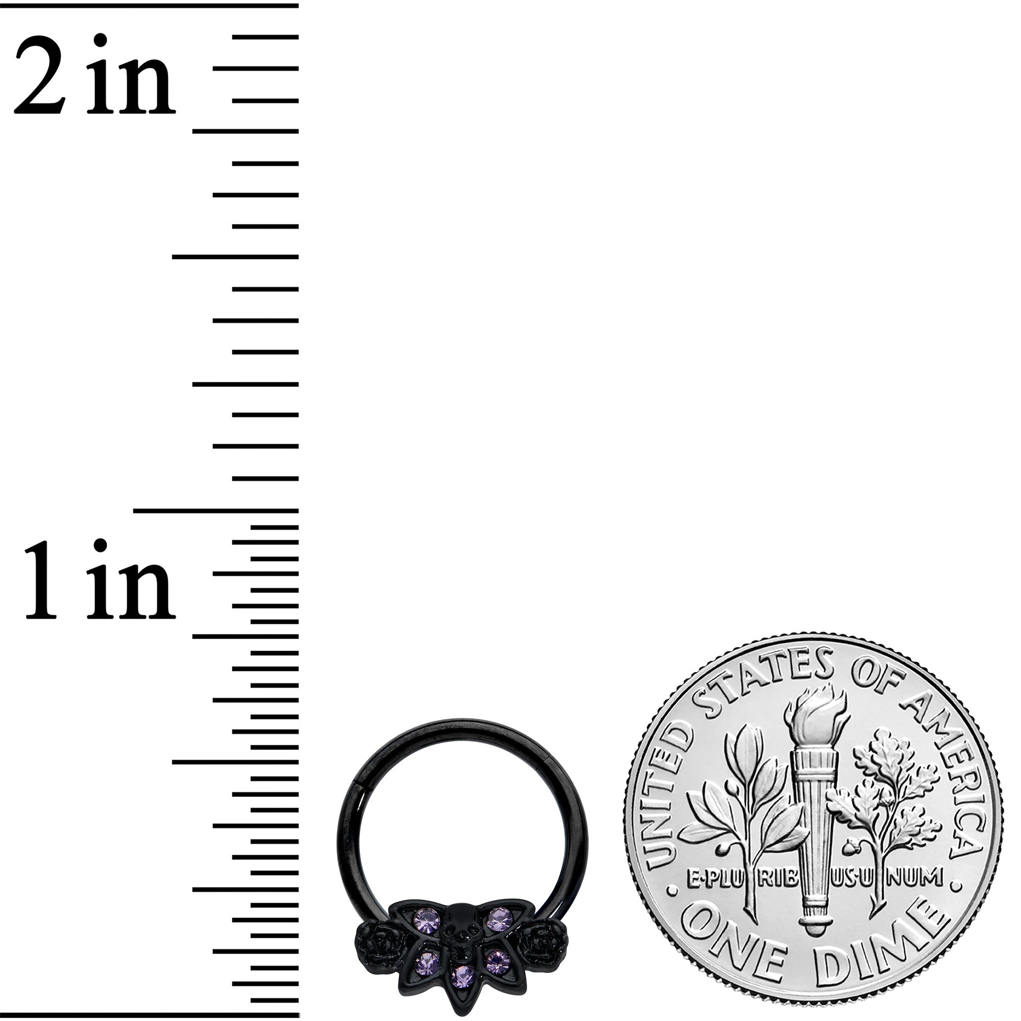 BodyCandy 16G 3/8 Purple Gem Black Skull Blossom Hinged Segment Ring — lifestyle context