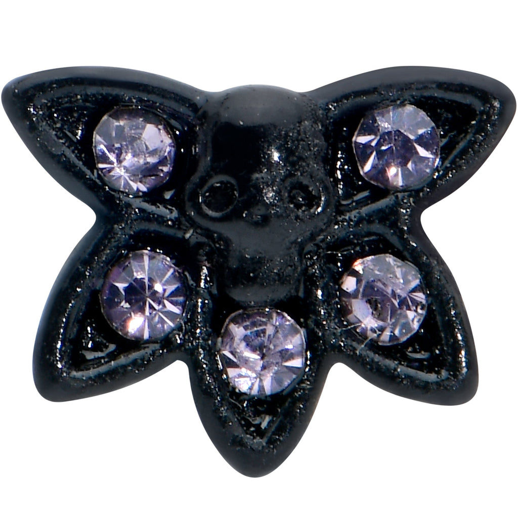 BodyCandy 16G 5/16 Purple Gem Black Skull Blossom Labret Monroe Tragus — detail close-up