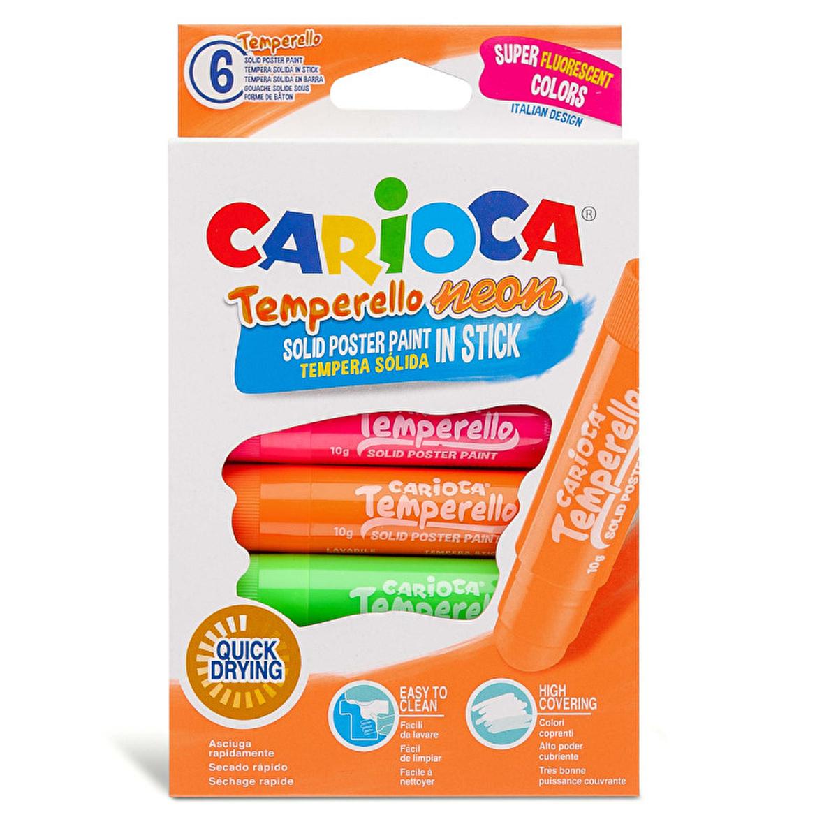 Carioca Temperello Stick Coloring Pens Set - 6 Pieces, Vibrant Coloring Tools for Kids