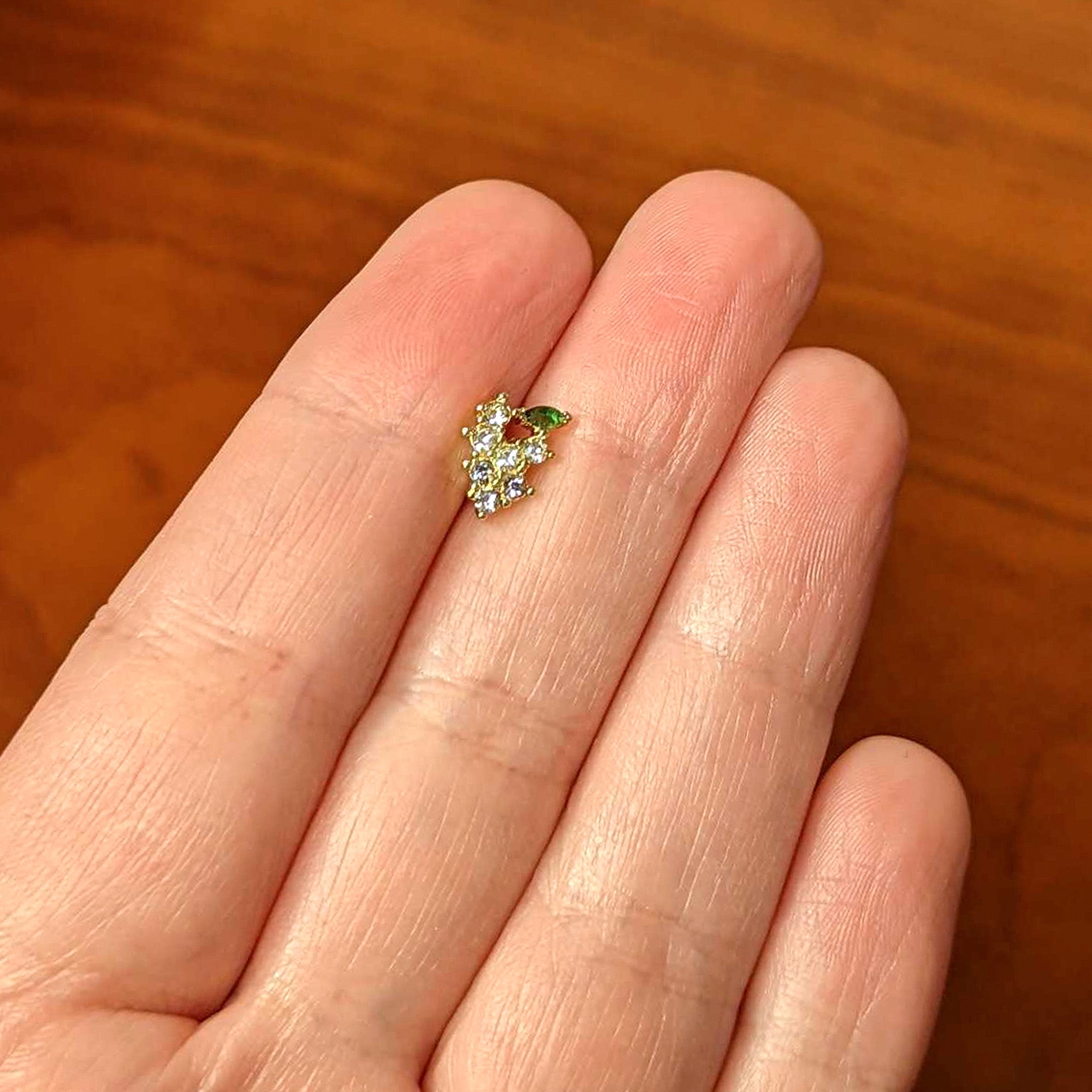 BodyCandy 16G 5/16 Clear CZ Gem Gold Tone Bunch Grapes Labret Monroe Tragus — back view