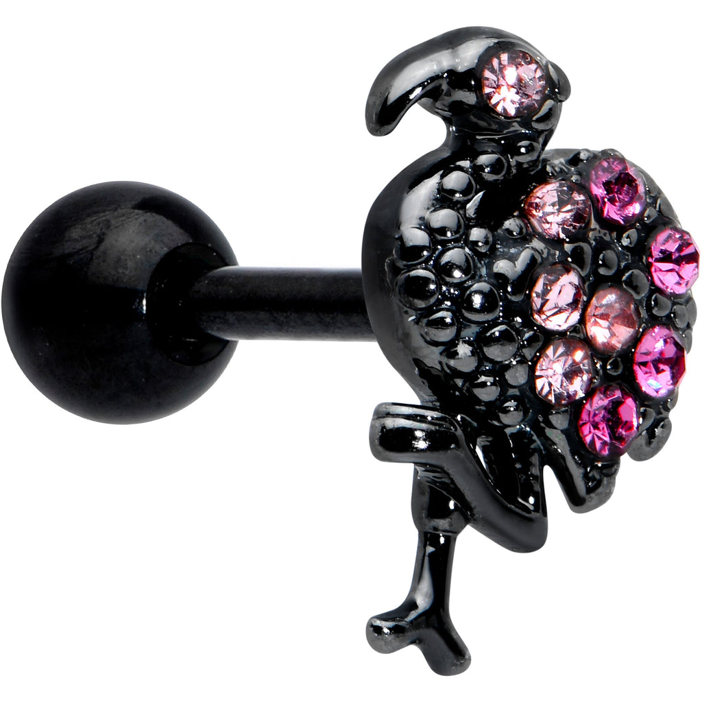 BodyCandy 16G 1/4 Pink Gem Black Fashion Flamingo Cartilage Tragus Earring — main product shot