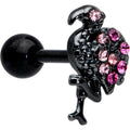 BodyCandy 16G 1/4 Pink Gem Black Fashion Flamingo Cartilage Tragus Earring — main product shot
