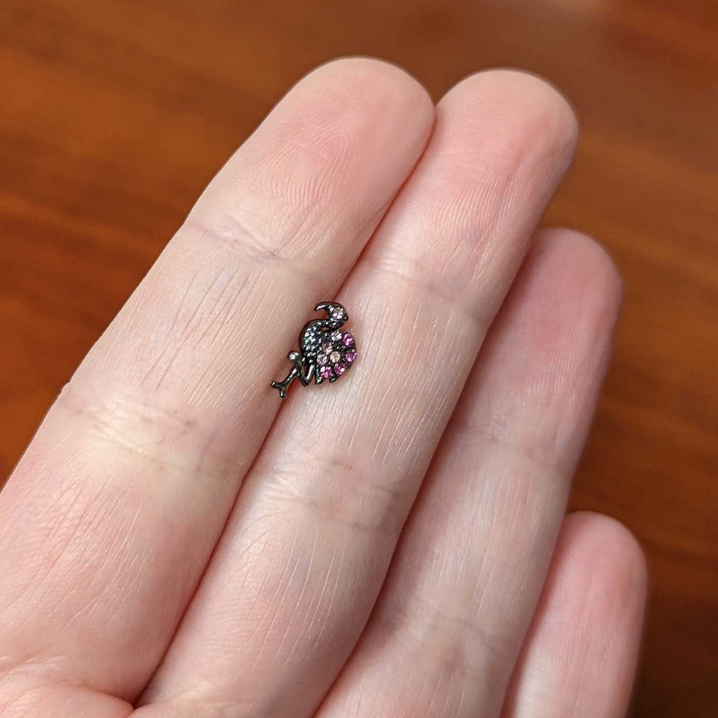 BodyCandy 16G 1/4 Pink Gem Black Fashion Flamingo Cartilage Tragus Earring — back view