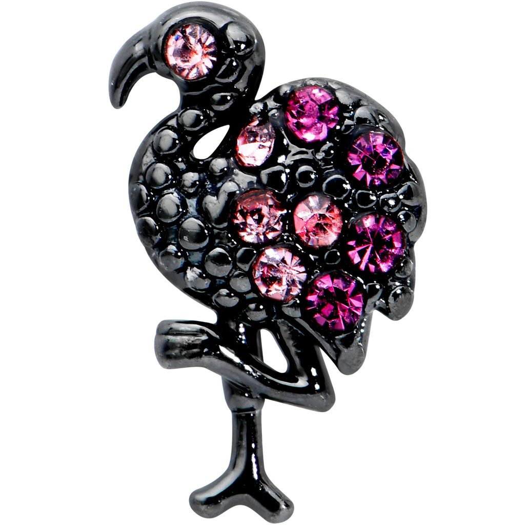 BodyCandy 16G 5/16 Pink Gem Black Fashion Flamingo Labret Monroe Tragus — detail close-up