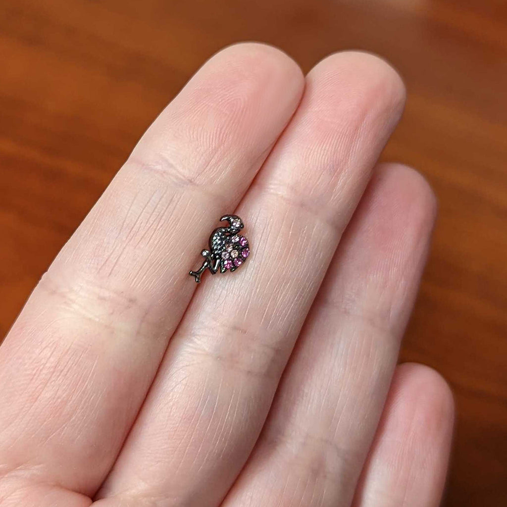 BodyCandy 16G 5/16 Pink Gem Black Fashion Flamingo Labret Monroe Tragus — back view