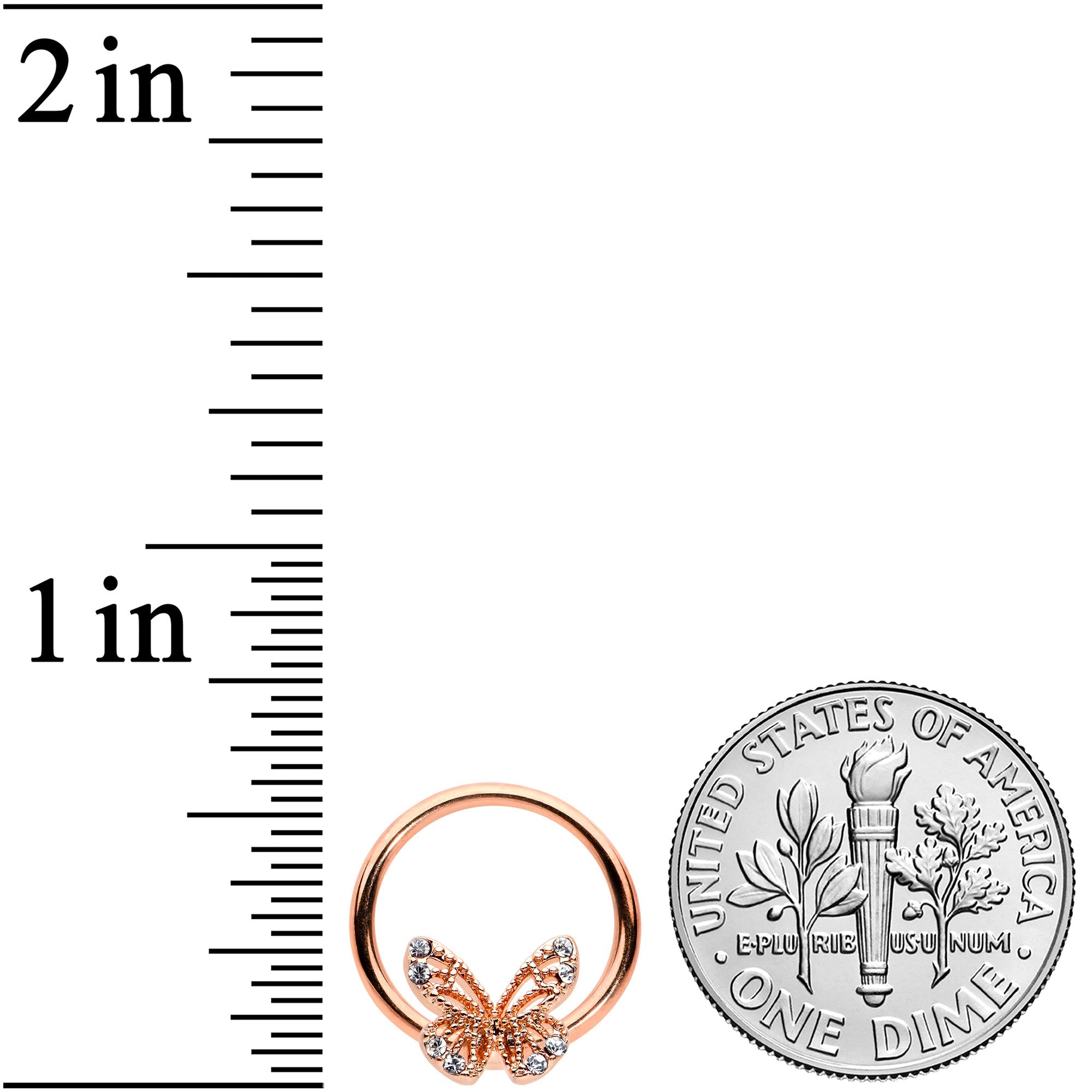 BodyCandy 16G 3/8 Clear Gem Rose Gold Tone Airy Butterfly BCR Captive Ring — lifestyle context