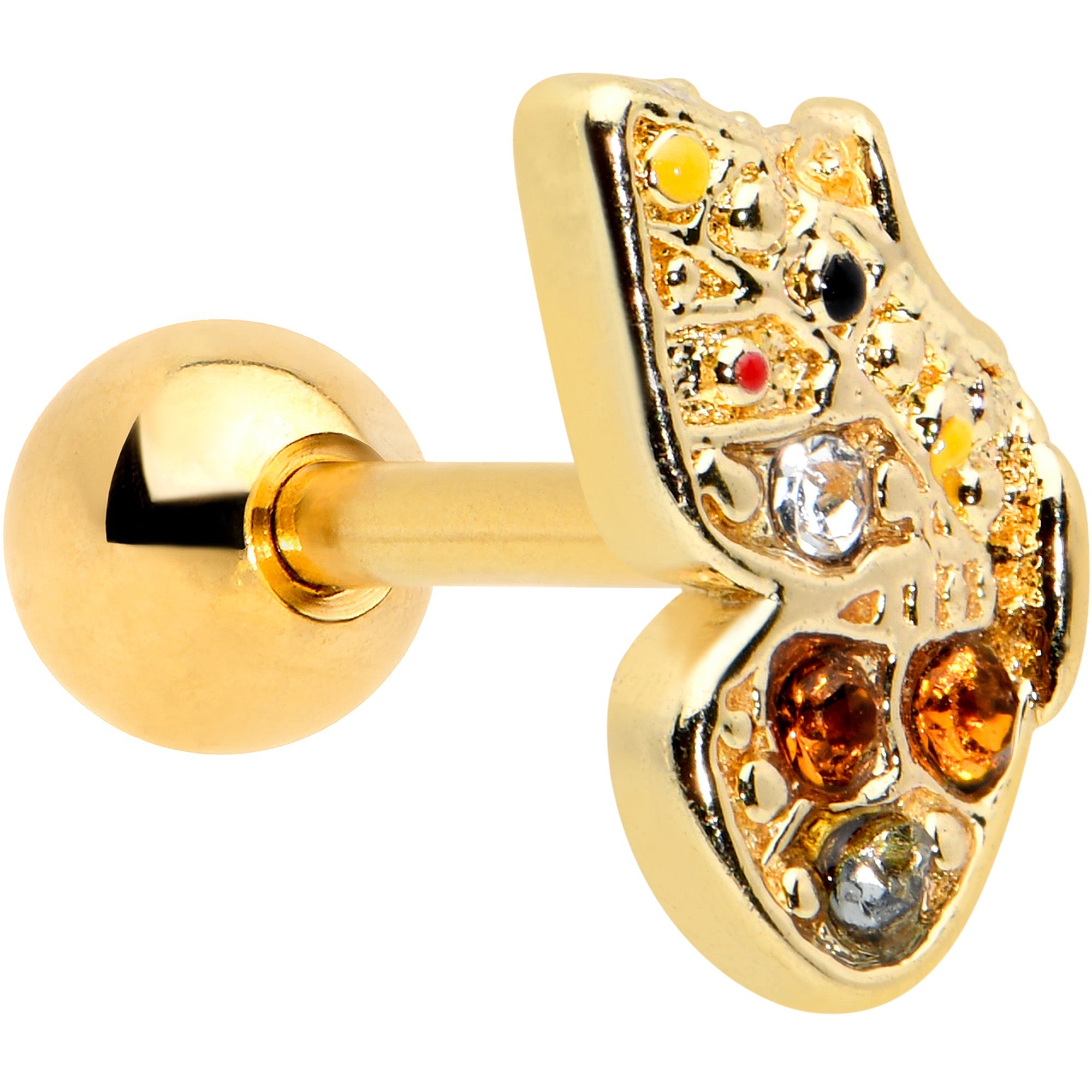 BodyCandy 16G 1/4 Orange Gem Gold Hue Baroque Butterfly Cartilage Tragus Earring — main product shot