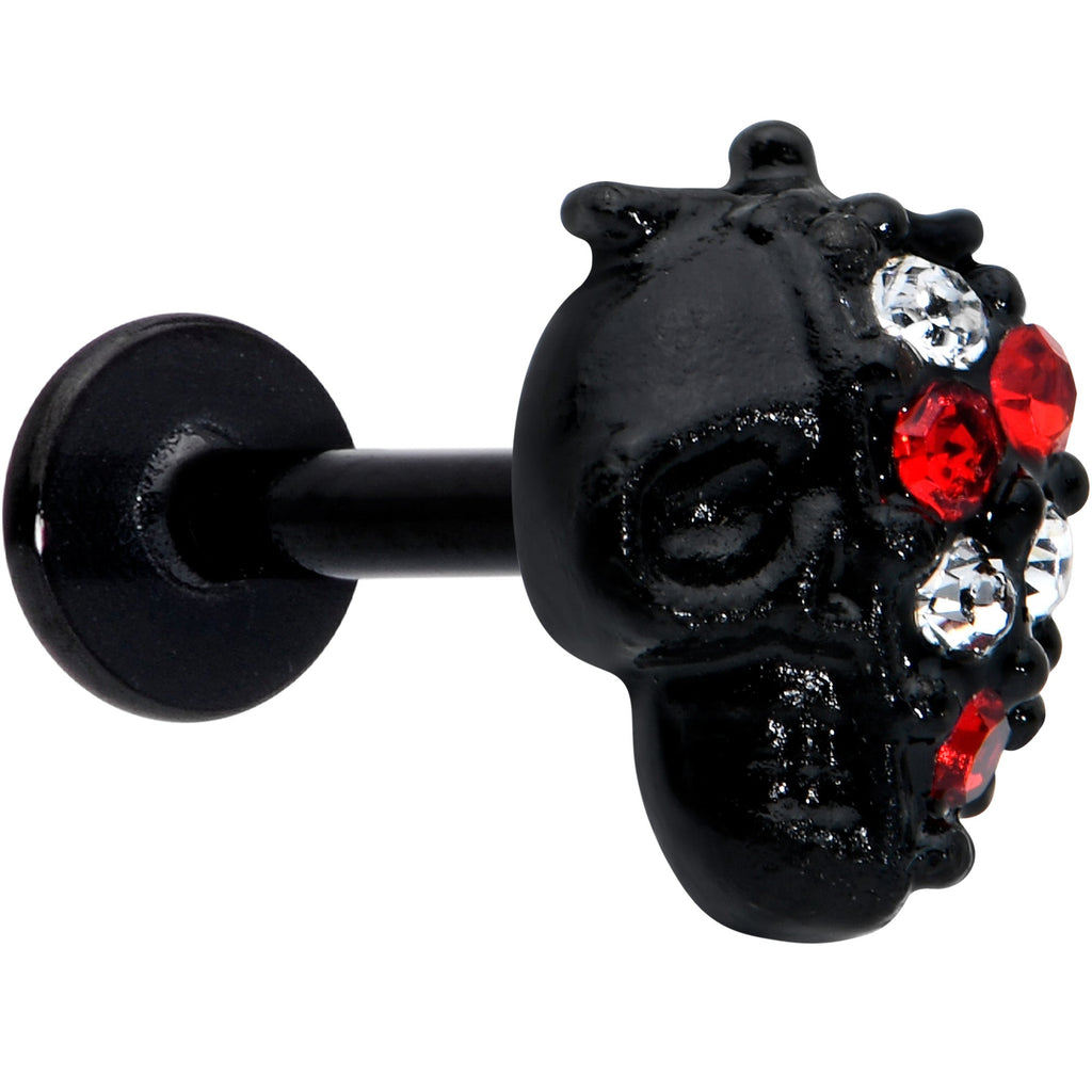 BodyCandy 16G 5/16 Red Clear Gem Black Skull Halloween Labret Monroe Tragus — main product shot