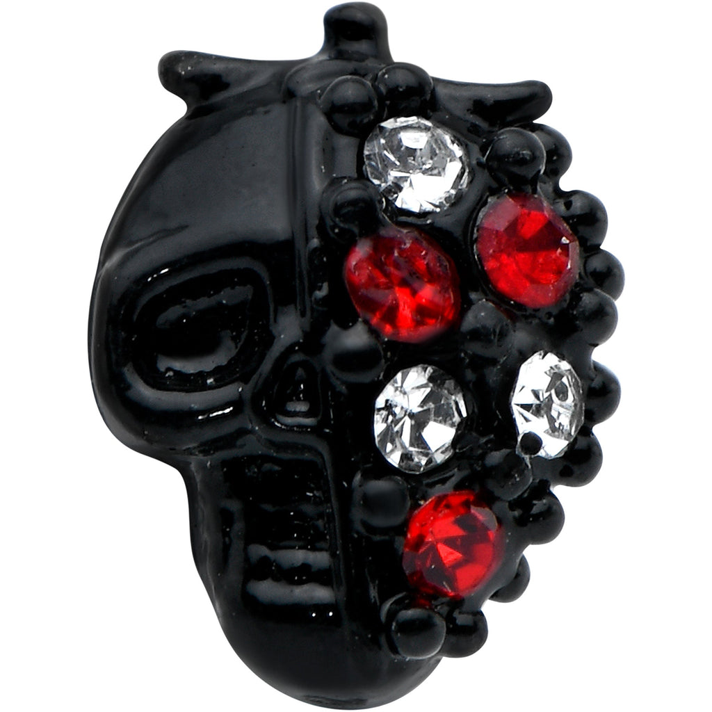 BodyCandy 16G 5/16 Red Clear Gem Black Skull Halloween Labret Monroe Tragus — detail close-up