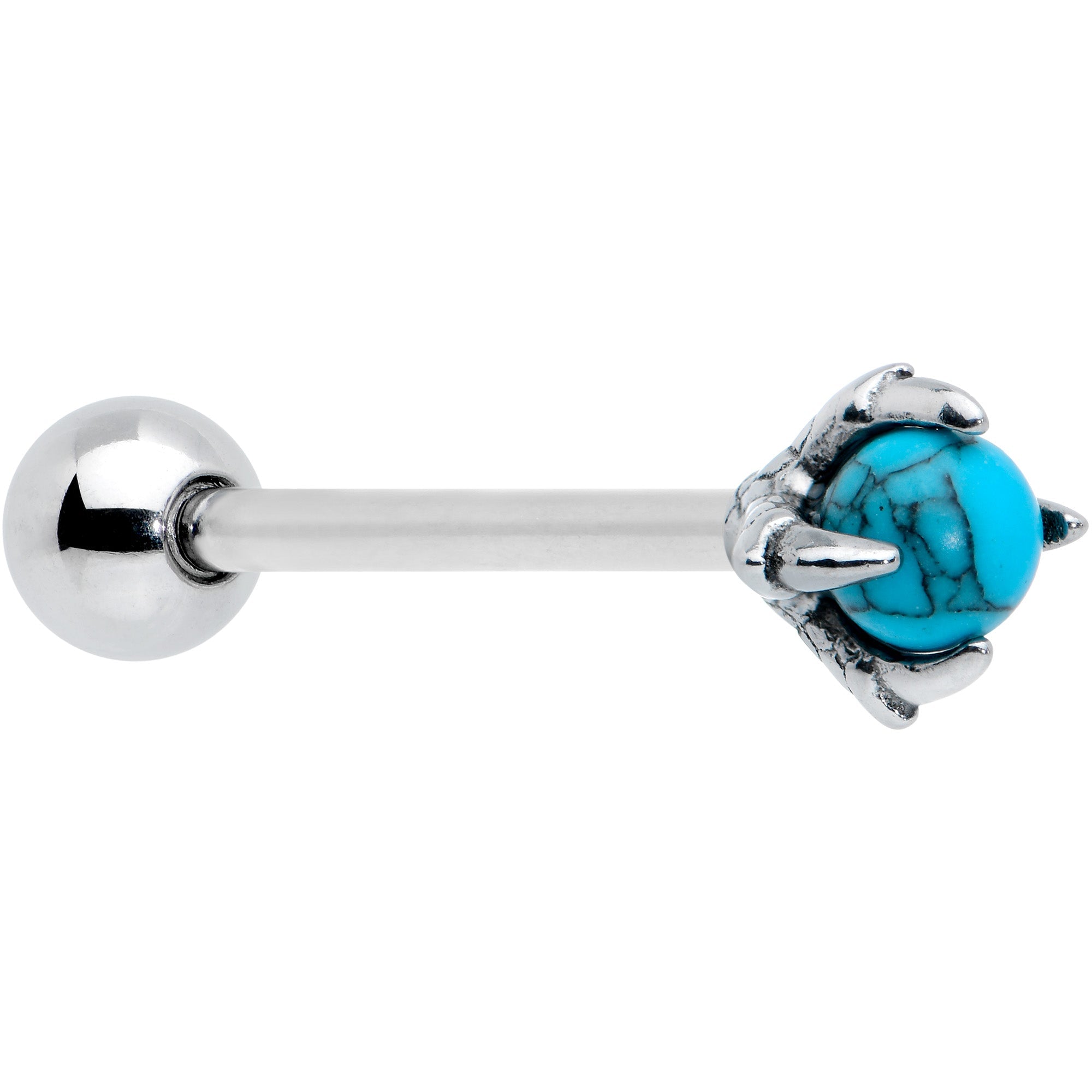BodyCandy Blue Turquoise Skeleton Hand Halloween Barbell Tongue Ring — main product shot