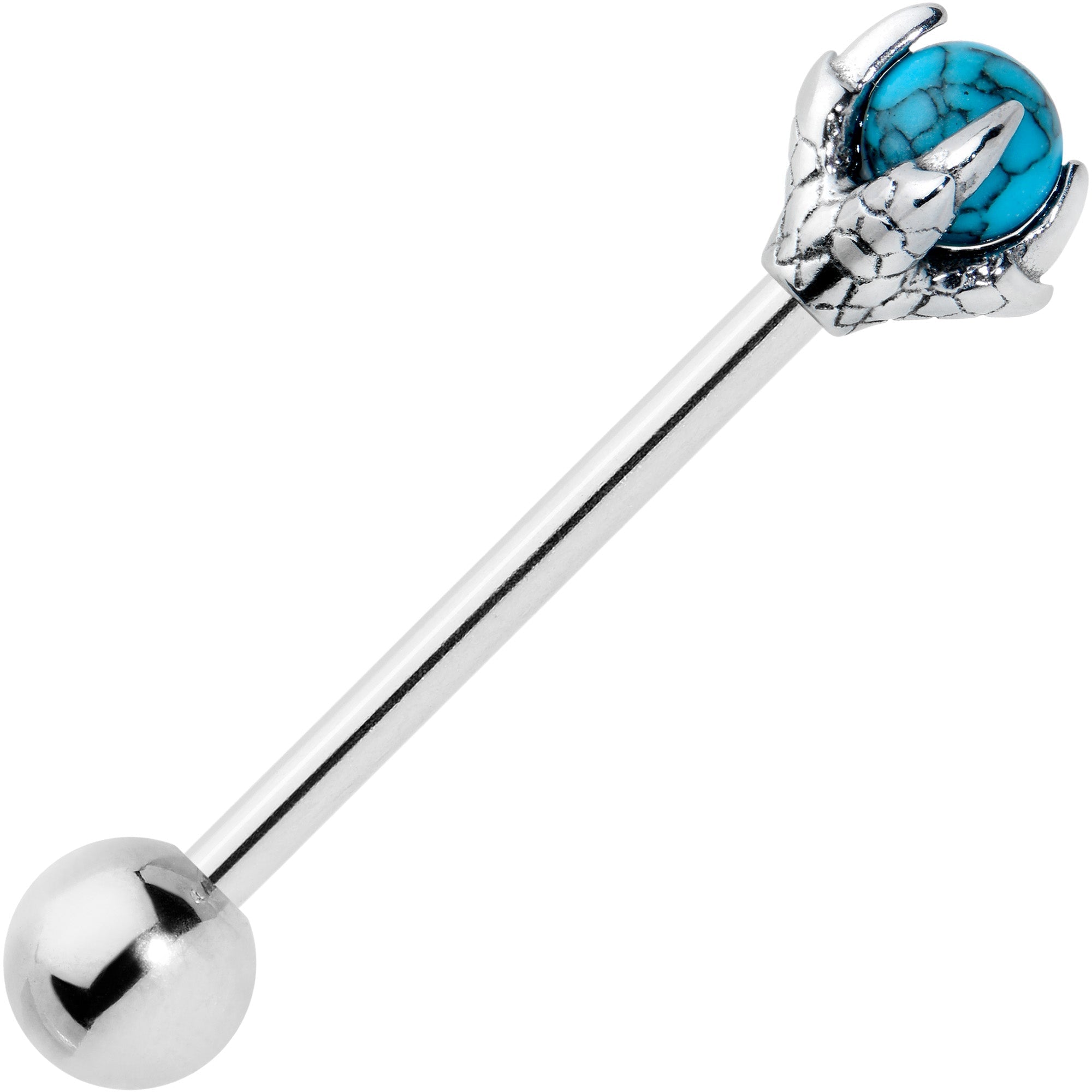 BodyCandy Blue Turquoise Skeleton Hand Halloween Barbell Tongue Ring — lifestyle context