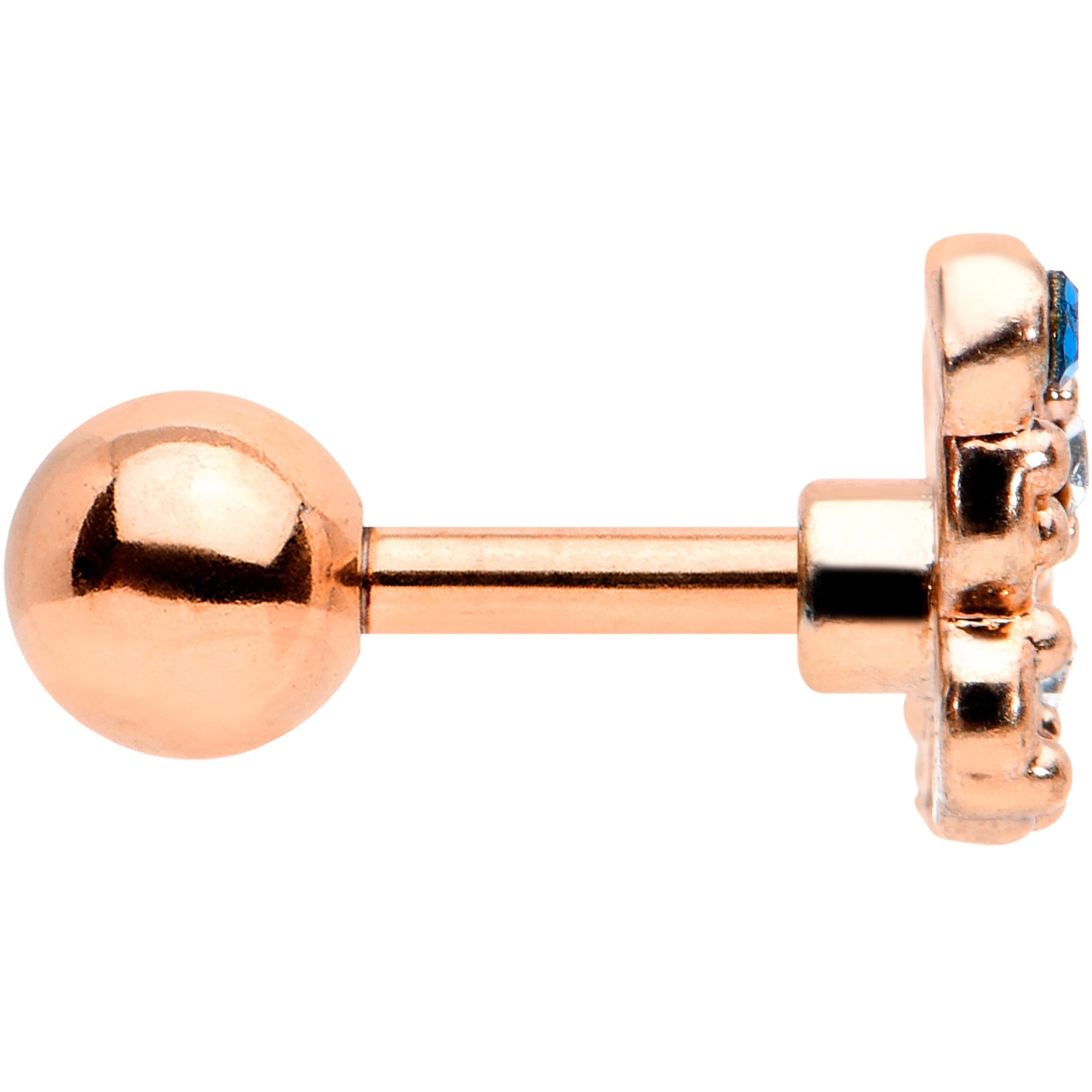 BodyCandy 16G 1/4 Blue Gem Rose Gold Tone Butterfly Cartilage Tragus — lifestyle context