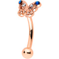 BodyCandy 16G 5/16 Blue Gem Rose Gold Tone Butterfly Curved Eyebrow Ring — main product shot