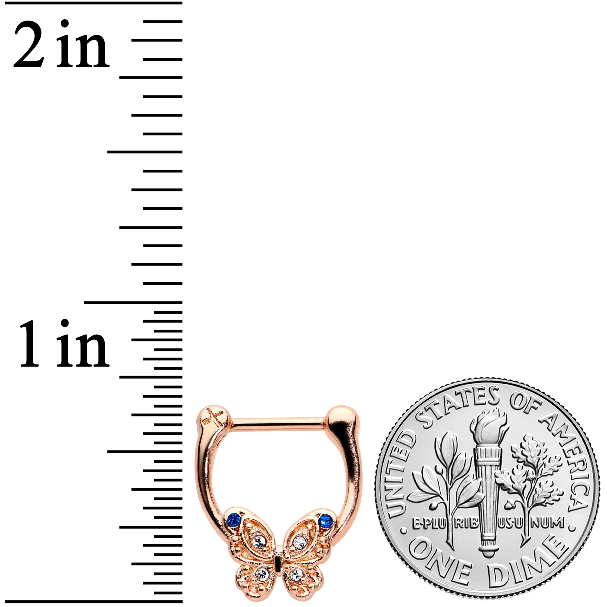 BodyCandy 16G 5/16 Blue Gem Rose Gold Tone Butterfly Cartilage Clicker — lifestyle context