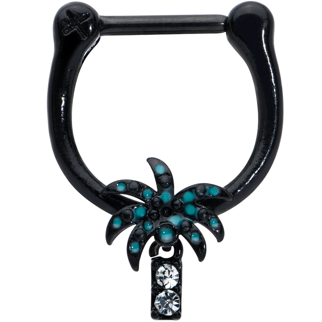 BodyCandy 16G 5/16 Clear Gem Black Night Palm Tree Dangle Cartilage Clicker — main product shot