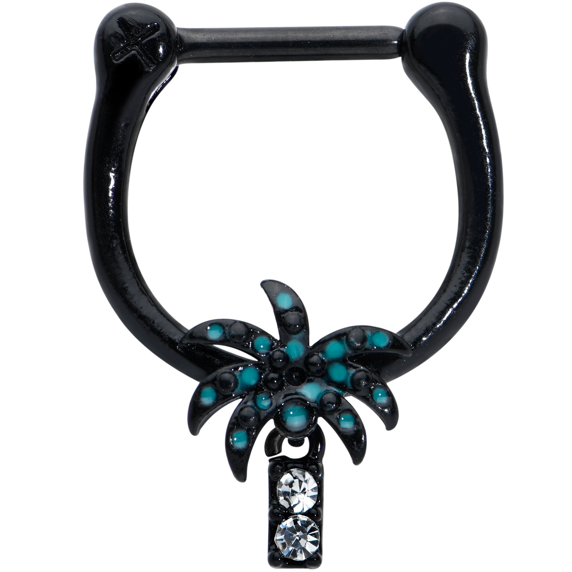 BodyCandy 16G 5/16 Clear Gem Black Night Palm Tree Dangle Cartilage Clicker — main product shot