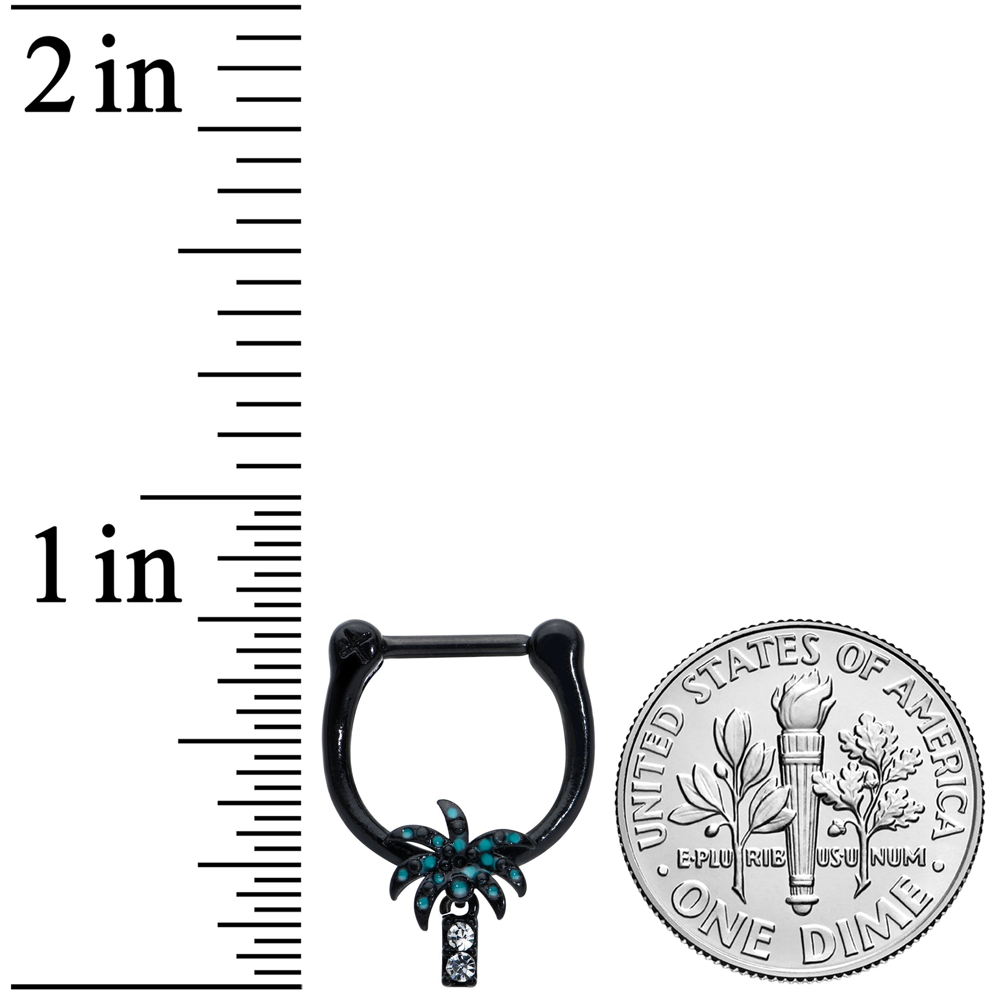 BodyCandy 16G 5/16 Clear Gem Black Night Palm Tree Dangle Cartilage Clicker — lifestyle context